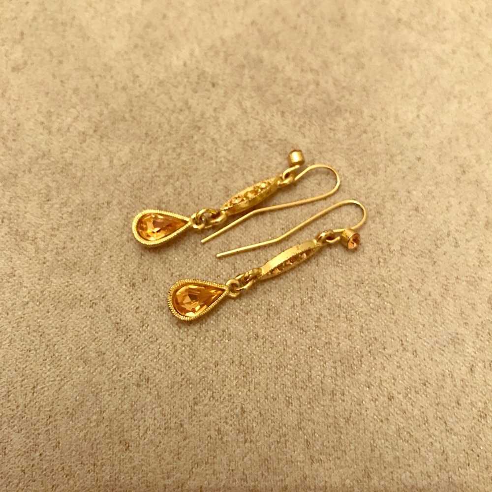 Yellow gold plated dangly earrings